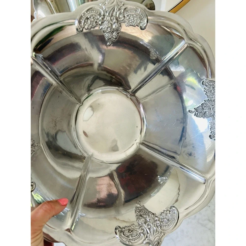 Large Silver Plate Wallace Grand Baroque Serving Bowl 14 Inches Holiday